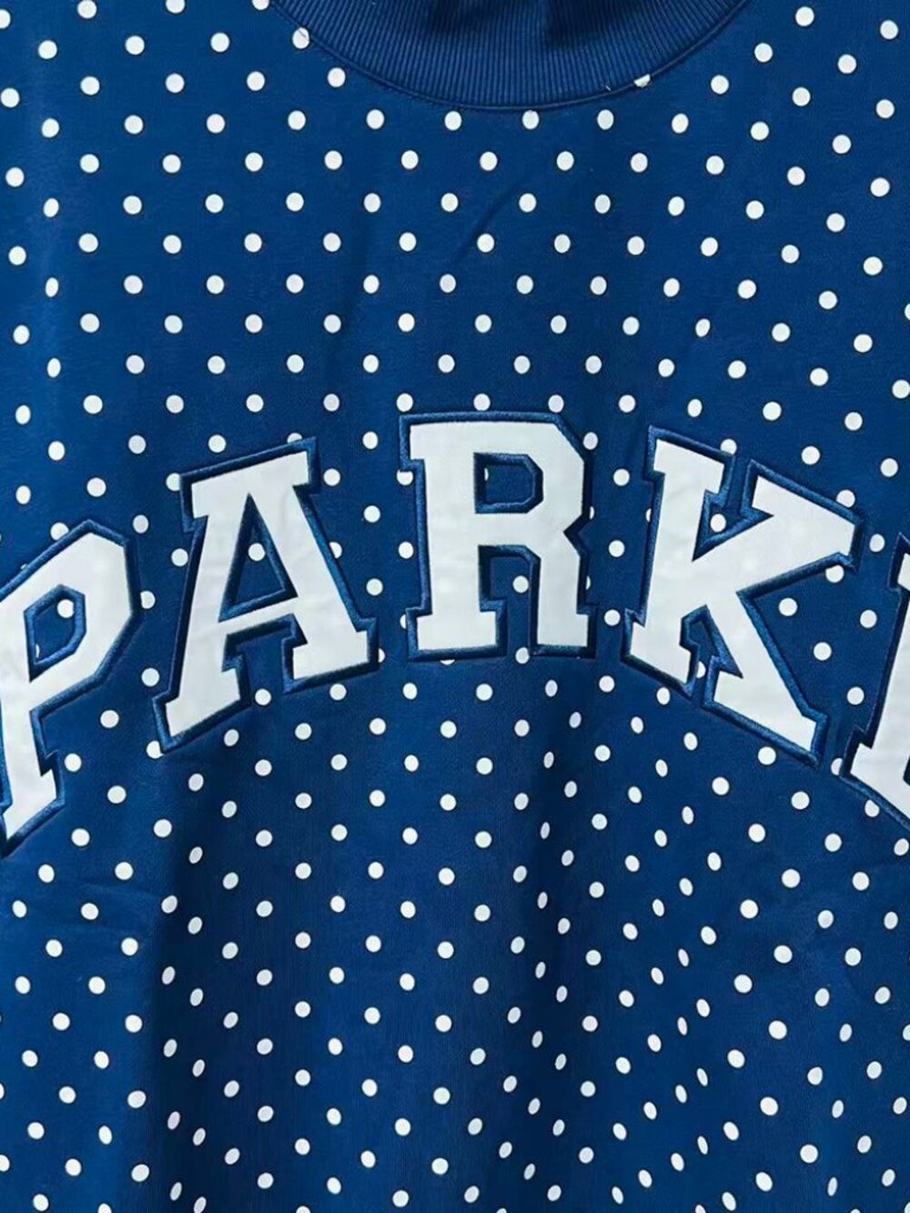 PARKE Blue Polka Dot Mock Neck Sweatshirt - Picture 2 of 6